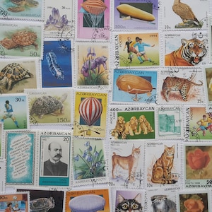 Sellos postales de Azerbaiyán: 50 y 75 diferentes, USADOS, en papel, para coleccionismo, manualidades, collage, decoupage, scrapbooking