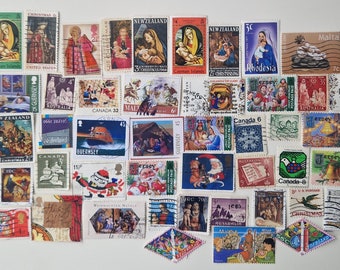 Christmas Postage Stamps from around the World - 50 & 100 different - USED and off paper - collecting, crafting, collage, decoupage