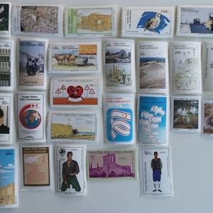 Sellos postales turcos de Chipre - USADOS y sin papel - 25 a 100 diferentes - recolección, elaboración, collage, decoupage, scrapbooking