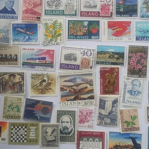 Sellos postales de Islandia - USADOS y sin papel - Entre 50 y 500 ejemplares diferentes - Para coleccionar, hacer manualidades, collages, decoupage y álbumes de recortes