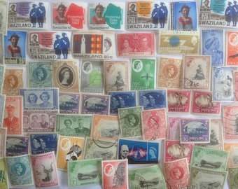 Swaziland Pre Independence Postage Stamps - USED & off paper - 25 to 100 different - collecting, crafting, collage, decoupage, scrapbooking