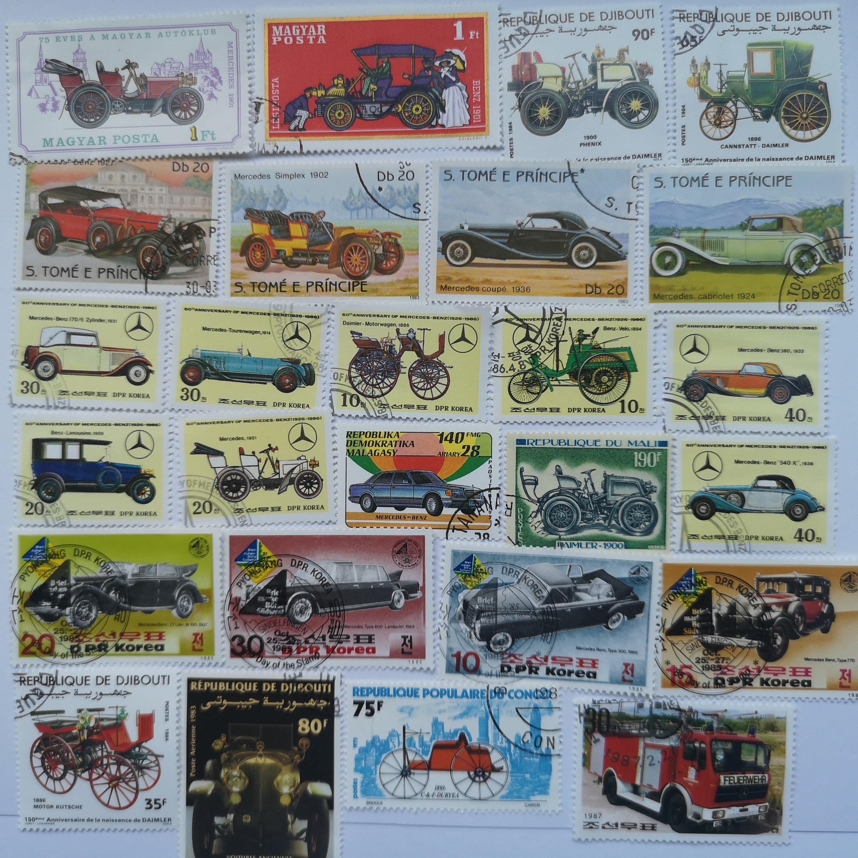 Mercedes Cars Postage Stamps - USED and off Paper - 25 Different ...