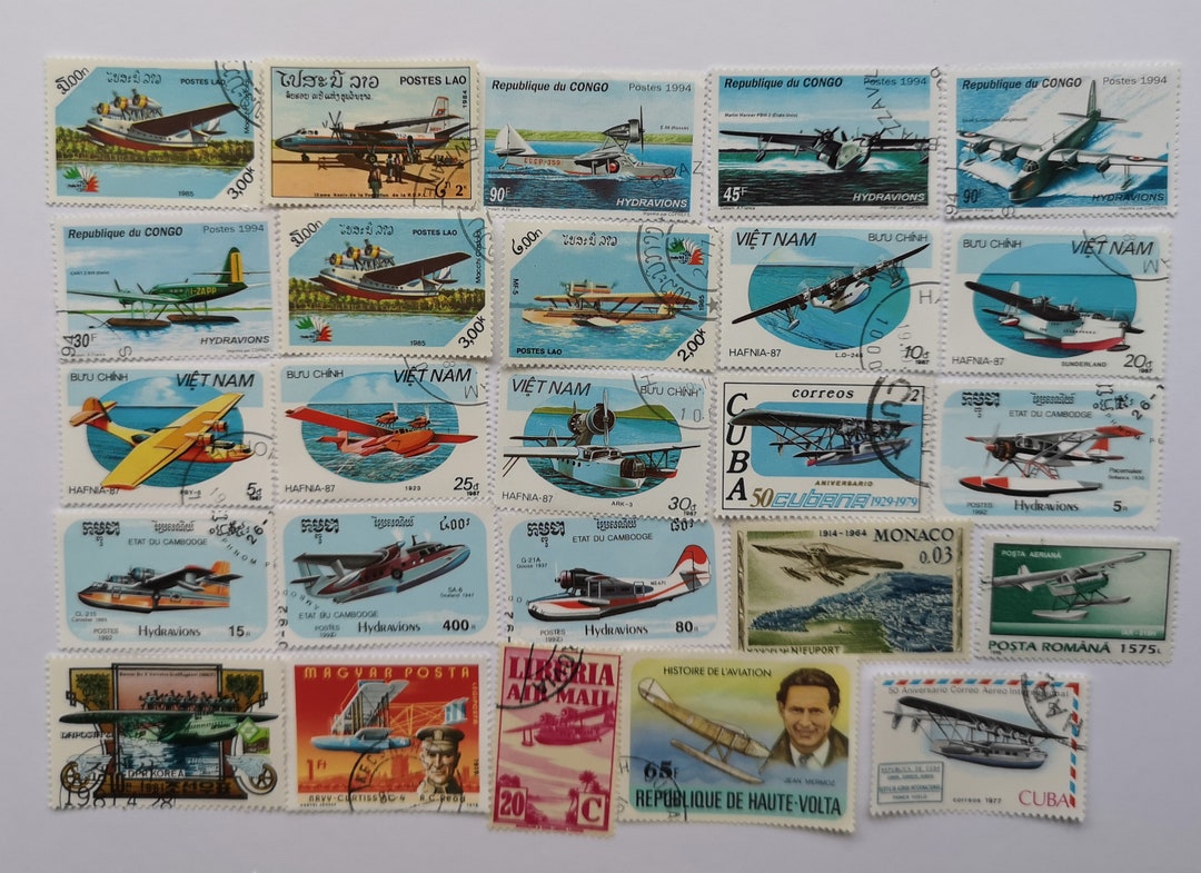 Seaplanes on Postage Stamps - USED & off Paper - 25 Different - for ...