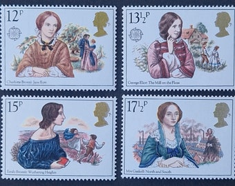 Great Britain 1980 Famous Authors - Set of 4 Mint Stamps - collecting, crafting, collage, decoupage, scrapbooking