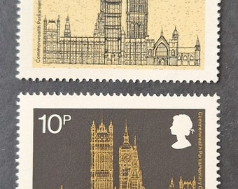 Great Britain 1973 19th Commonwealth Parliamentary Conference - Set of 2 Mint Stamps -collecting, crafting, collage, decoupage, scrapbooking