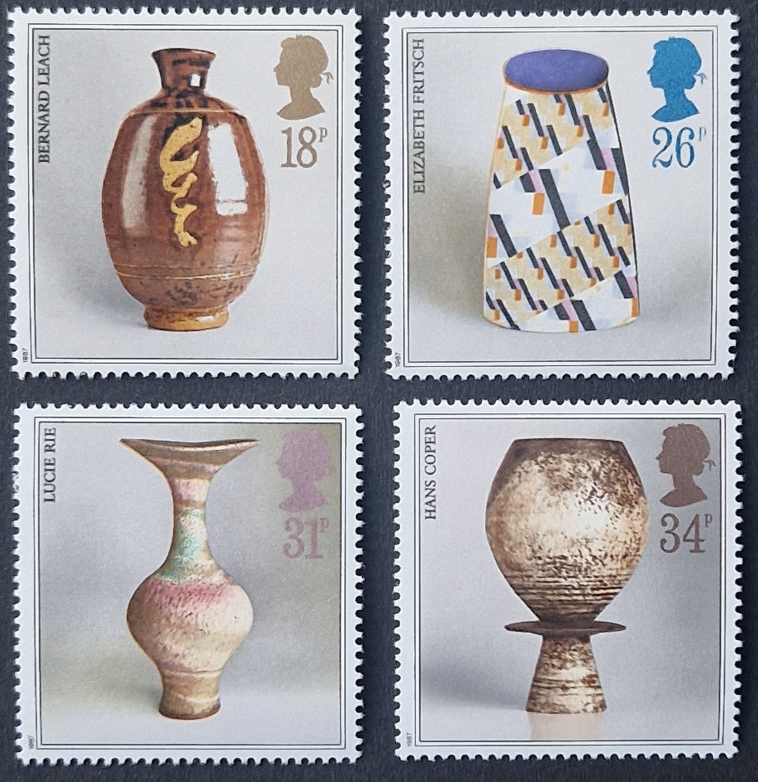 Great Britain 1987 Studio Pottery Set Of 4 Mint Stamps Collecting great-britain-1987-studio-pottery-set-of-4-mint-stamps-collecting