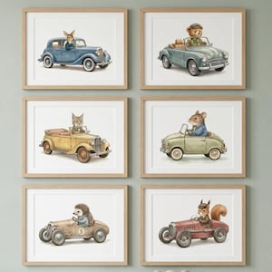 Retro-tryck för racerbilar, väggkonst för pojkars sovrum, väggdekor för barnrum för småbarn, galleriväggkonstset för lekrum, posters med racerbilar
