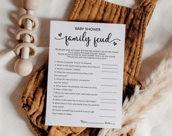 Baby Shower Game Family Feud | Minimalist Baby Shower Games Printable | Baby Family Feud Game Template |  Gender Neutral | Instant Download