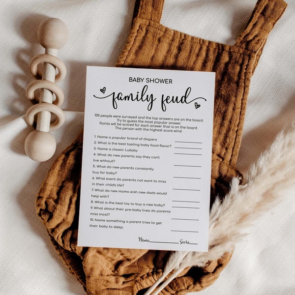 Baby Shower Game Family Feud | Minimalist Baby Shower Games Printable | Baby Family Feud Game Template |  Gender Neutral | Instant Download