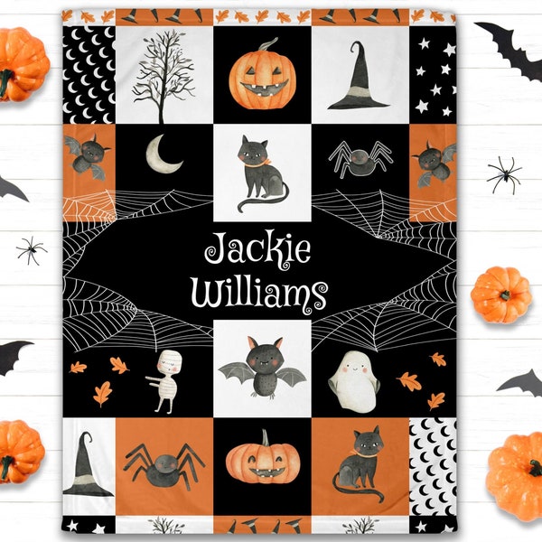 Personalized Halloween Blanket | Halloween Throw Blanket | Halloween Baby Blanket | Spooky Season Kids Blanket | Halloween Baby Shower Gift
