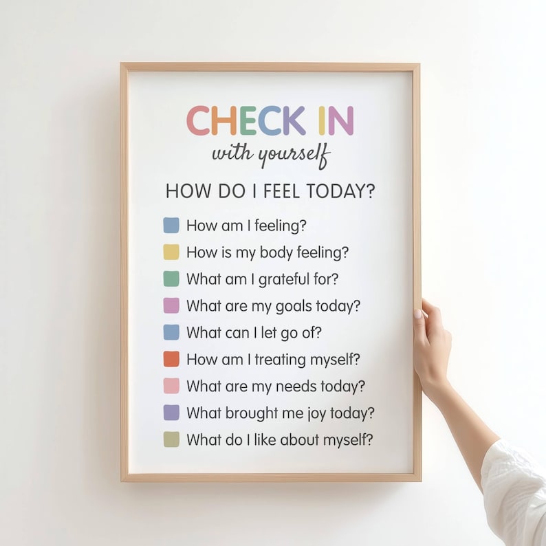 Daily Check in Poster, Self Care Checklist, Therapy Office Decor ...
