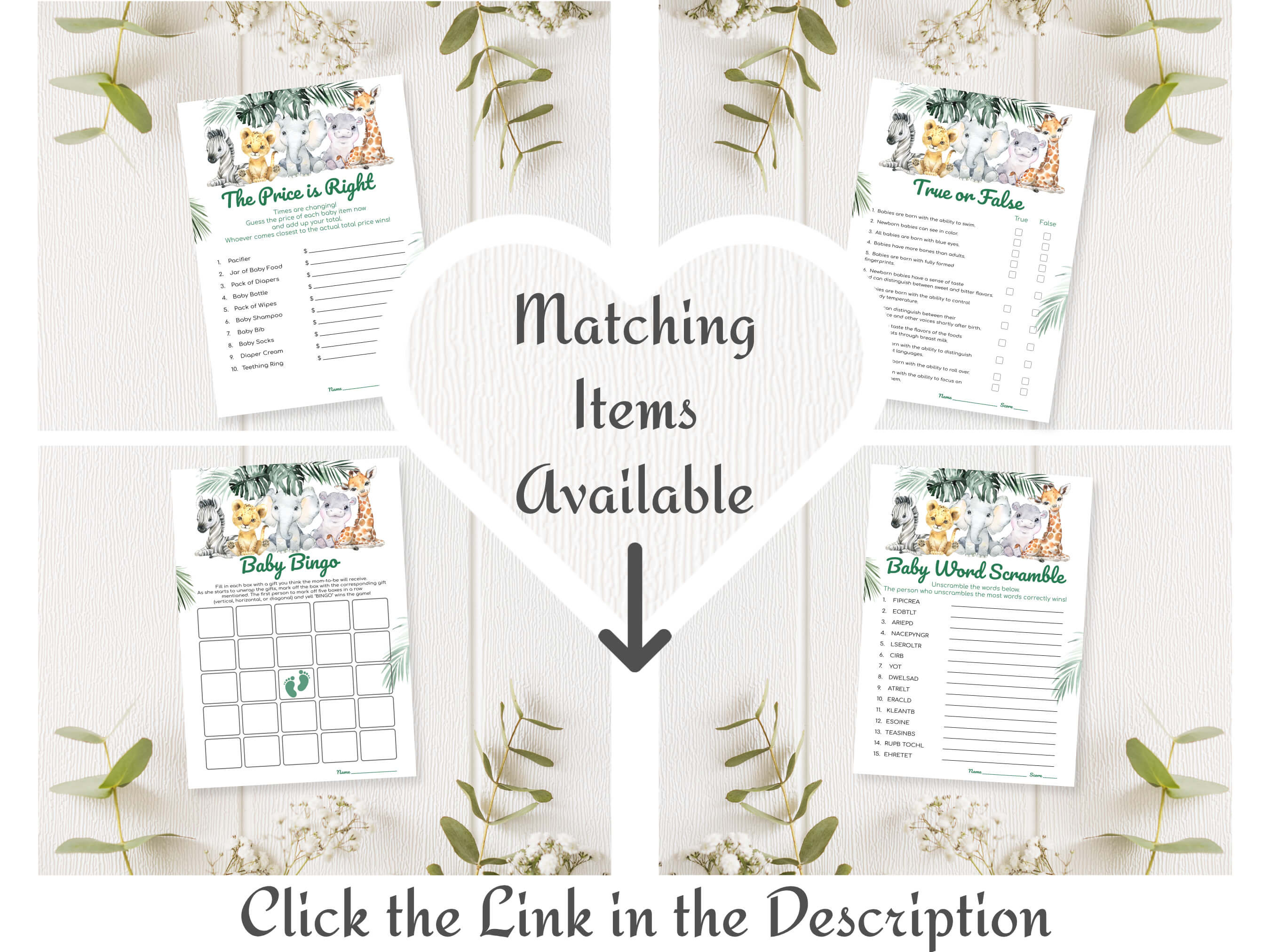 Roseum Collections Baby Shower FEUD Game - Pack Of 25, Greenery Theme, Gender Neutral - View #6