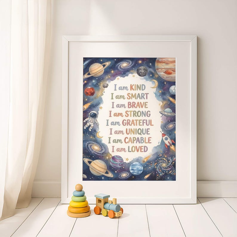 Printable Space Affirmations Wall Art for Kids Bedroom, Celestial ...
