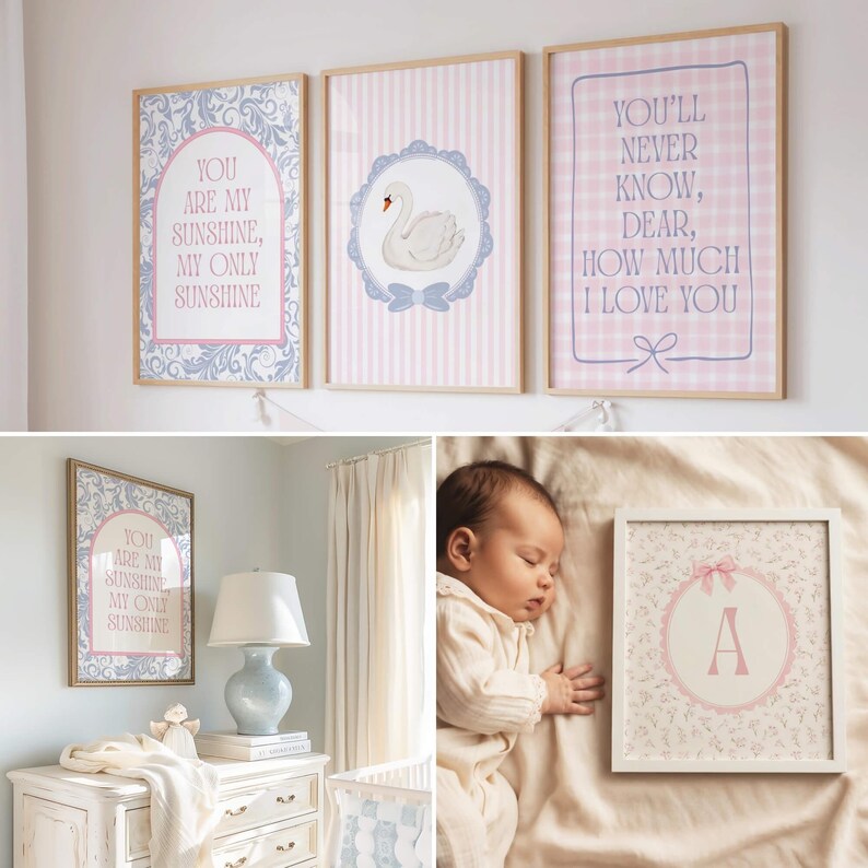 Cottagecore Baby Girl Nursery Decor Set - Vintage Nursery Wall Art ...