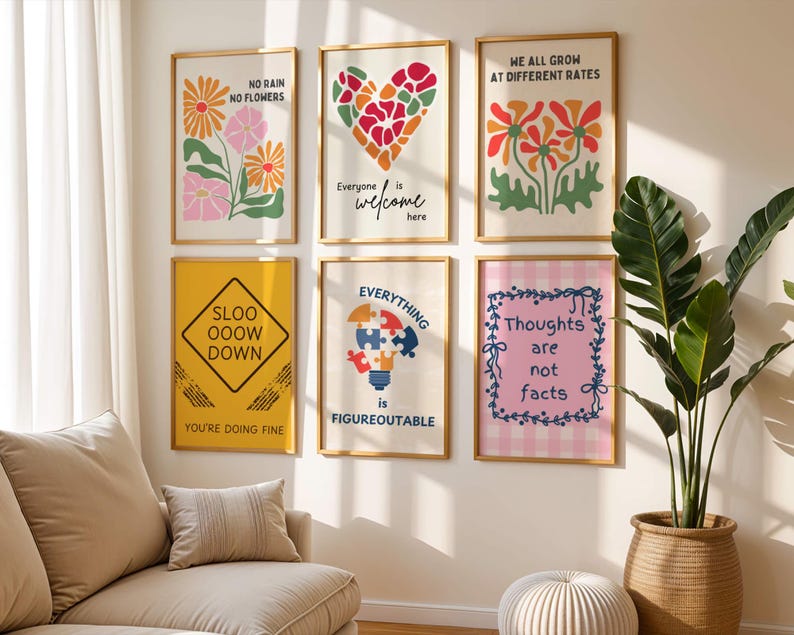 16 Trendy Mental Health Posters, Wall Art Bundle for Therapy Office ...