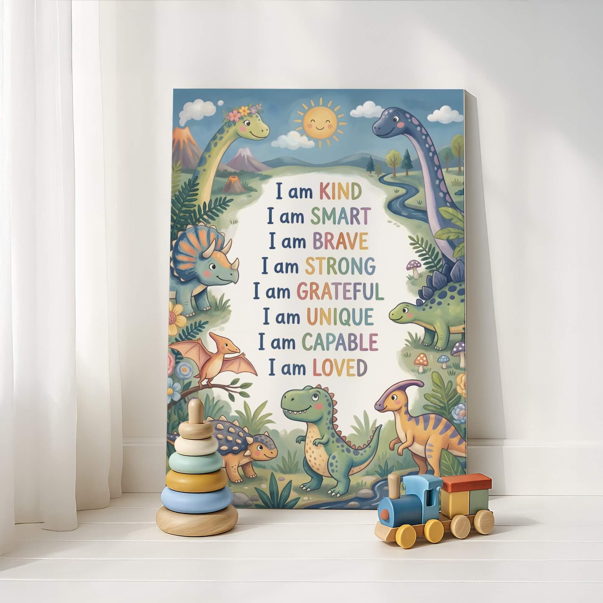 Dinosaur Affirmation Print for Kids Printable, Dinosaur Nursery Wall ...