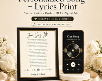 Regalo musicale personalizzato, canzone su misura basata sulla tua storia, consegna in 24 ore, testo personalizzato in formato MP3 + testo stampabile, regalo di compleanno o anniversario.