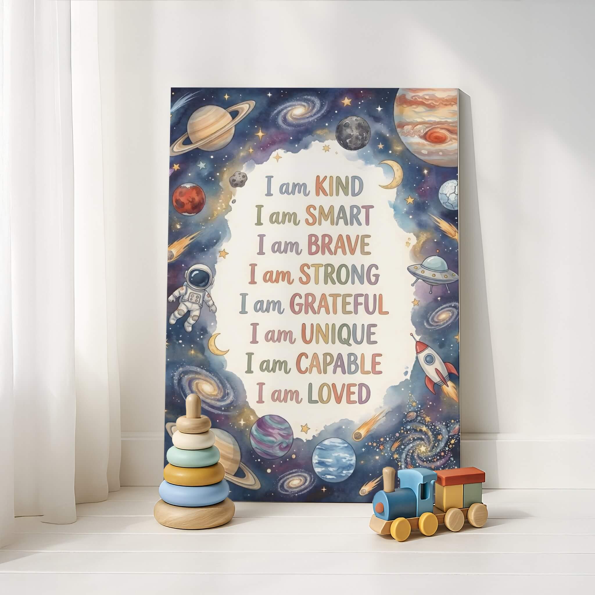 Printable Space Affirmations Wall Art for Kids Bedroom, Celestial ...