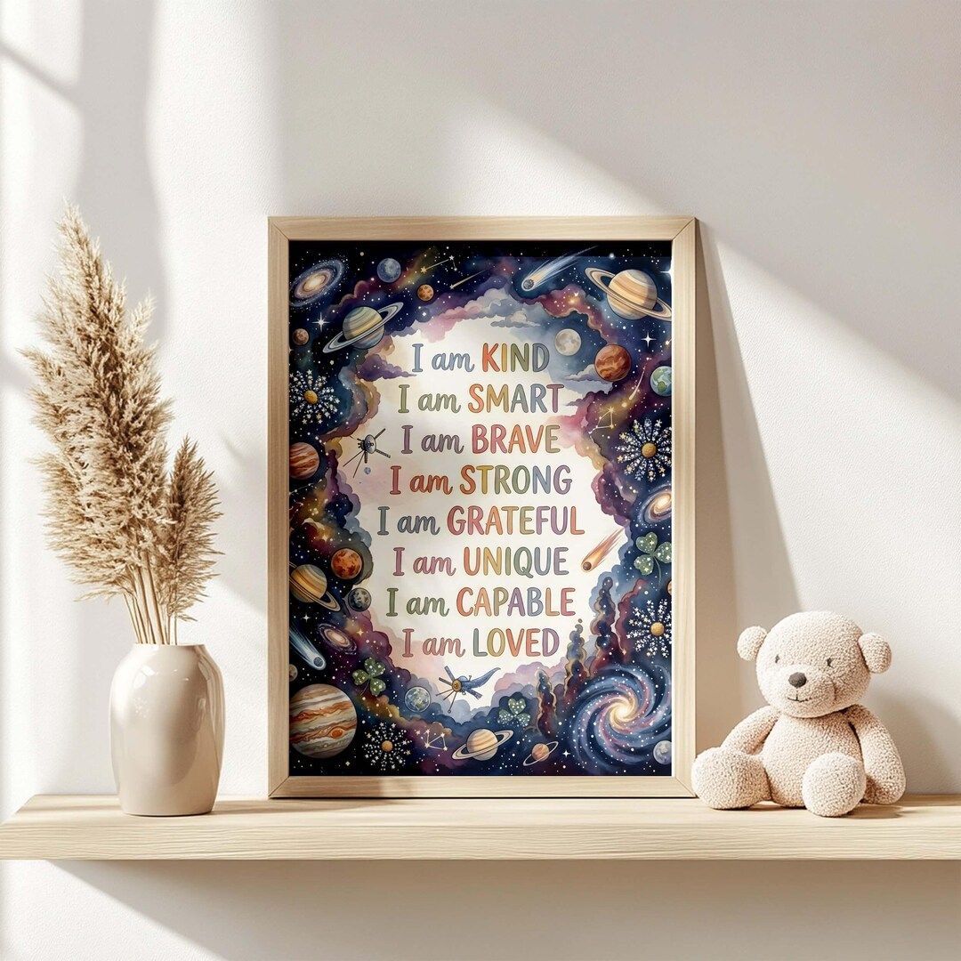 Space Affirmations Printable Wall Art for Kids Room, Classroom ...