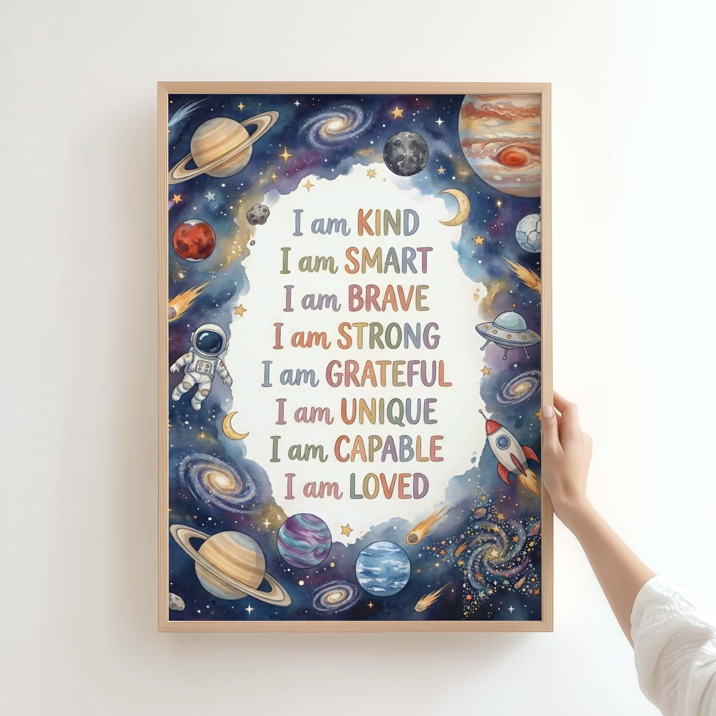 Printable Space Affirmations Wall Art for Kids Bedroom, Celestial ...