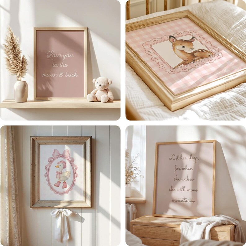 Cottagecore Baby Girl Nursery Decor Set - Vintage Nursery Wall Art ...