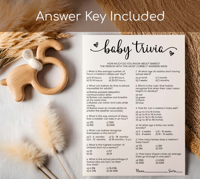 Baby Shower Trivia Game | Baby Shower Games Printable Editable Template ...