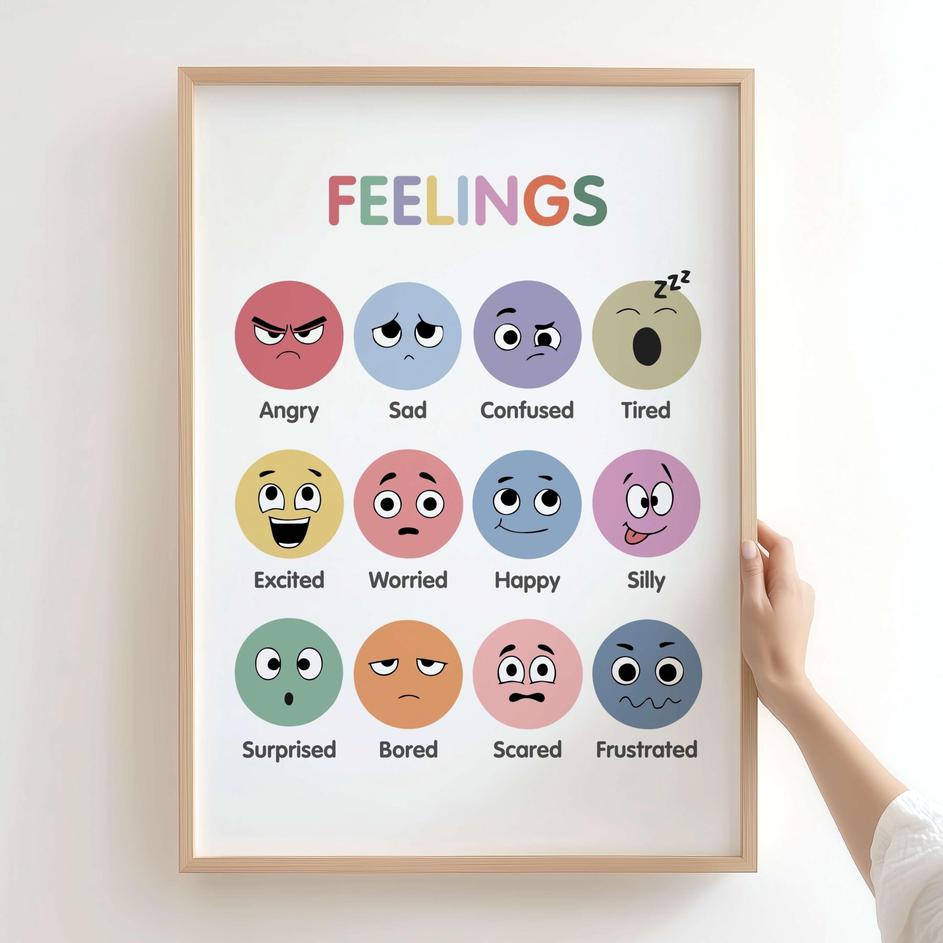 Feelings Chart for Toddlers Printable Emotions Poster for Kids, Calming ...