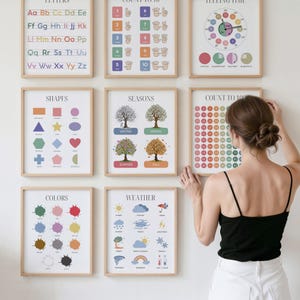 Educational Posters Set of 16, Homeschool Learning Prints and Charts, Playroom Wall Decor, Montessori Toddler Room Wall Art image 4