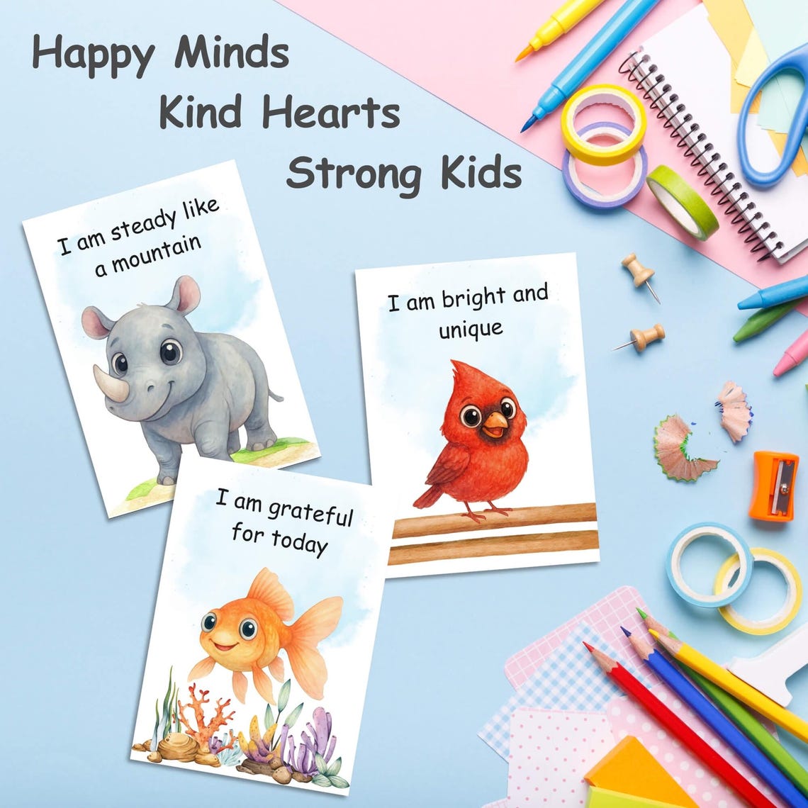 Positive Affirmation Cards for Kids, Printable Kids Affirmation Cards ...