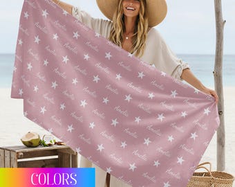 Personalized Bachelorette Party Pool Towel, Vacation Beach Towel with Name, Custom Friends Beach Trip Gift, Bridesmaid or Bride Trip Gift