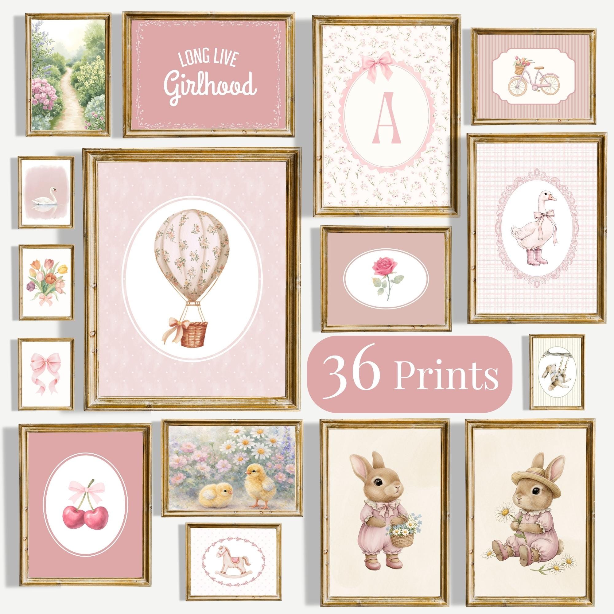 Cottagecore Baby Girl Nursery Decor Set - Vintage Nursery Wall Art ...