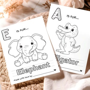 ABC Kleurboek Babyshower Spel | Babyshoweractiviteiten | Leuk babyshower gastenboek alternatief | Bewerkbare afdrukbare kaartsjabloon