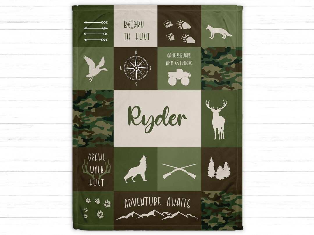 Personalized Hunting Baby Blanket Custom Baby Blanket Boys New Baby Boy