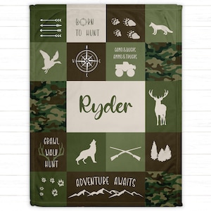 Personalized Hunting Baby Blanket - Custom Baby Blanket Boys |  New Baby Boy Gift | Baby Shower Gift Boy | Camo Kids Name Blanket, Receiving