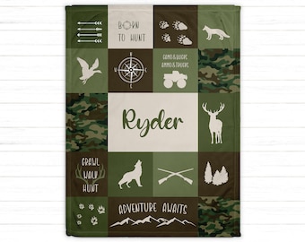 Personalized Hunting Baby Blanket - Custom Baby Blanket Boys |  New Baby Boy Gift | Baby Shower Gift Boy | Camo Kids Name Blanket, Receiving