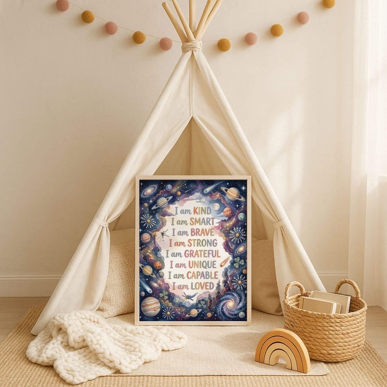 Space Affirmations Printable Wall Art for Kids Room, Classroom ...