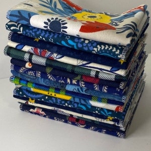 Reusable Un-Paper Towels Assorted 9 towels Navy Pack 12&quot;X9&quot; two ply