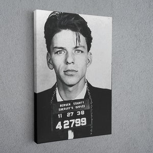 Frank Sinatra Mugshot Canvas, Handmade Photography Poster, Wall Art, Canvas Print, Unique Home Decoration, High Quality Wall Decor