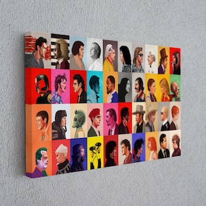 Iconic Movie Characters Colorful Collage Reproduction Canvas Print Fine Art Photography,Art Canvas Poster Wall Decor Canvas, Home Handmade