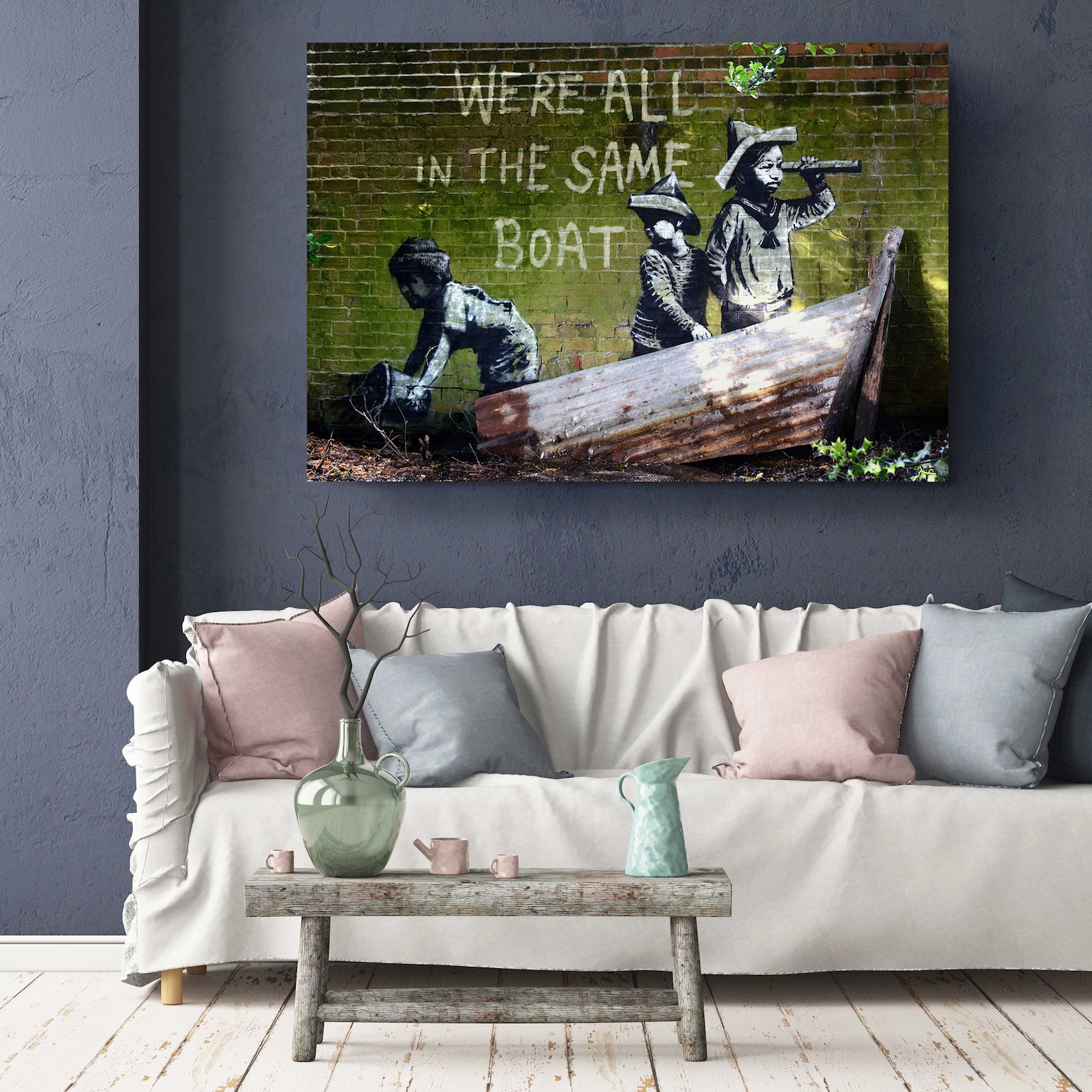 We're All in the Same Boat Banksy Graffiti Reproduction Etsy
