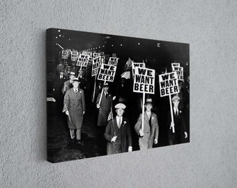 we want beer poster, Vintage Beer Craving Print, Bar Decor, Wall Art, Canvas Poster, Handcrafted Canvas,  Durable High-Quality Material