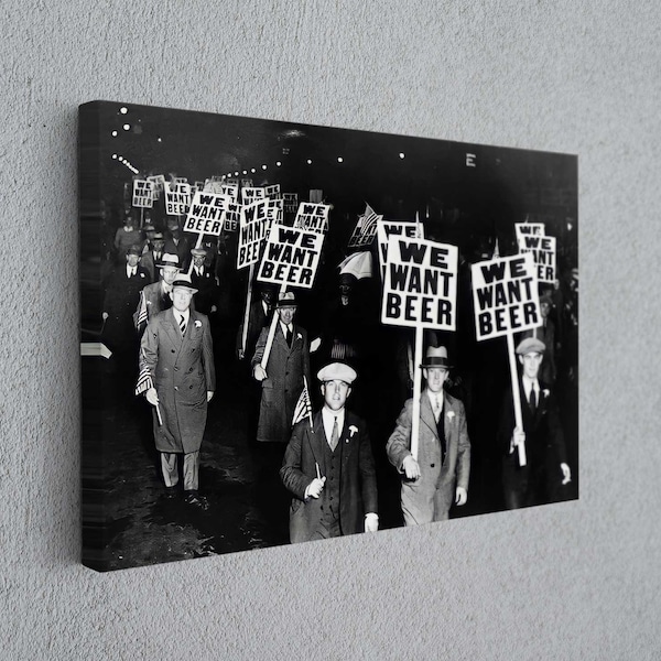 Vintage Beer Craving: WE WANT BEER Canvas Image Poster for Wall Decor, Handcrafted Canvas Wall Art