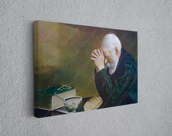 Eric Enstrom Grace Man Praying Over Bread, Artistic Canvas Poster, Elegant Wall Art,Canvas Painting, Wall Decor, Home Handmade,