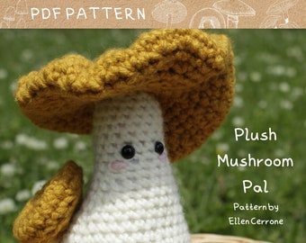 Plush Mushroom Pal Crochet Pattern, Mushroom Amigurumi, Mushroom Stuffed Animal