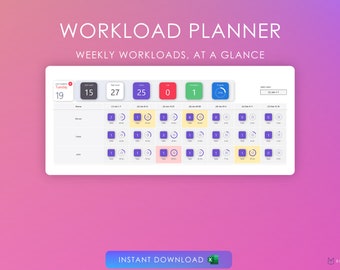 Excel Workload Planner | Weekly Task Tracker (Digital Download)