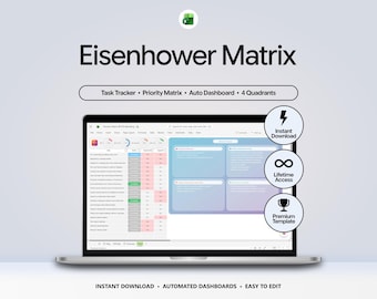 Eisenhower Matrix Spreadsheet | ADHD Task Planner Excel | Priority To Do List | Decision Maker Dashboard | Do Decide Delegate Drop