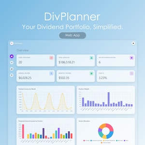 DivPlanner - Your Portfolio Dividend Planner & Tracker | Investing | Stocks | Funds | ETFS | Finance | Journal | Stock Dashboard