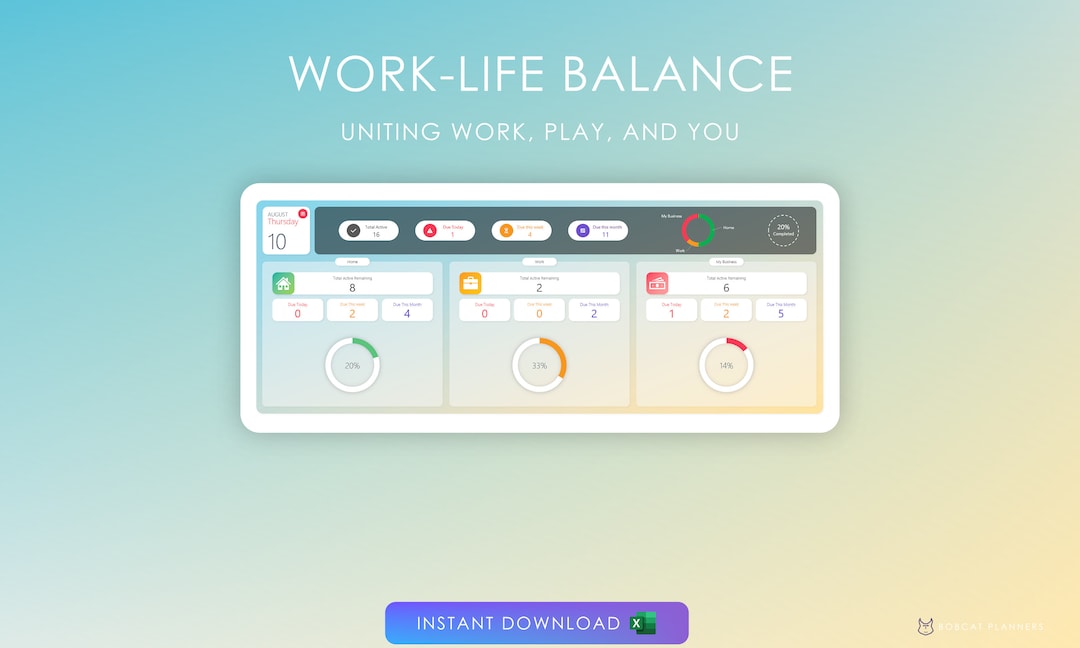 Work-life Balance Planner: Excel Task Management Dashboard (digital ...
