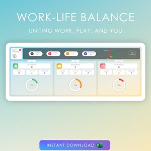 Work-Life Balance Planner with Management Dashboard | Excel Template | Home Task Manager | Project Manager | Organize | Business Spreadsheet