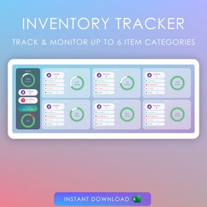 Inventory Tracker Management Dashboard | Excel Template | Inventory Manager | Stock Manager | Organize | Inventory Log